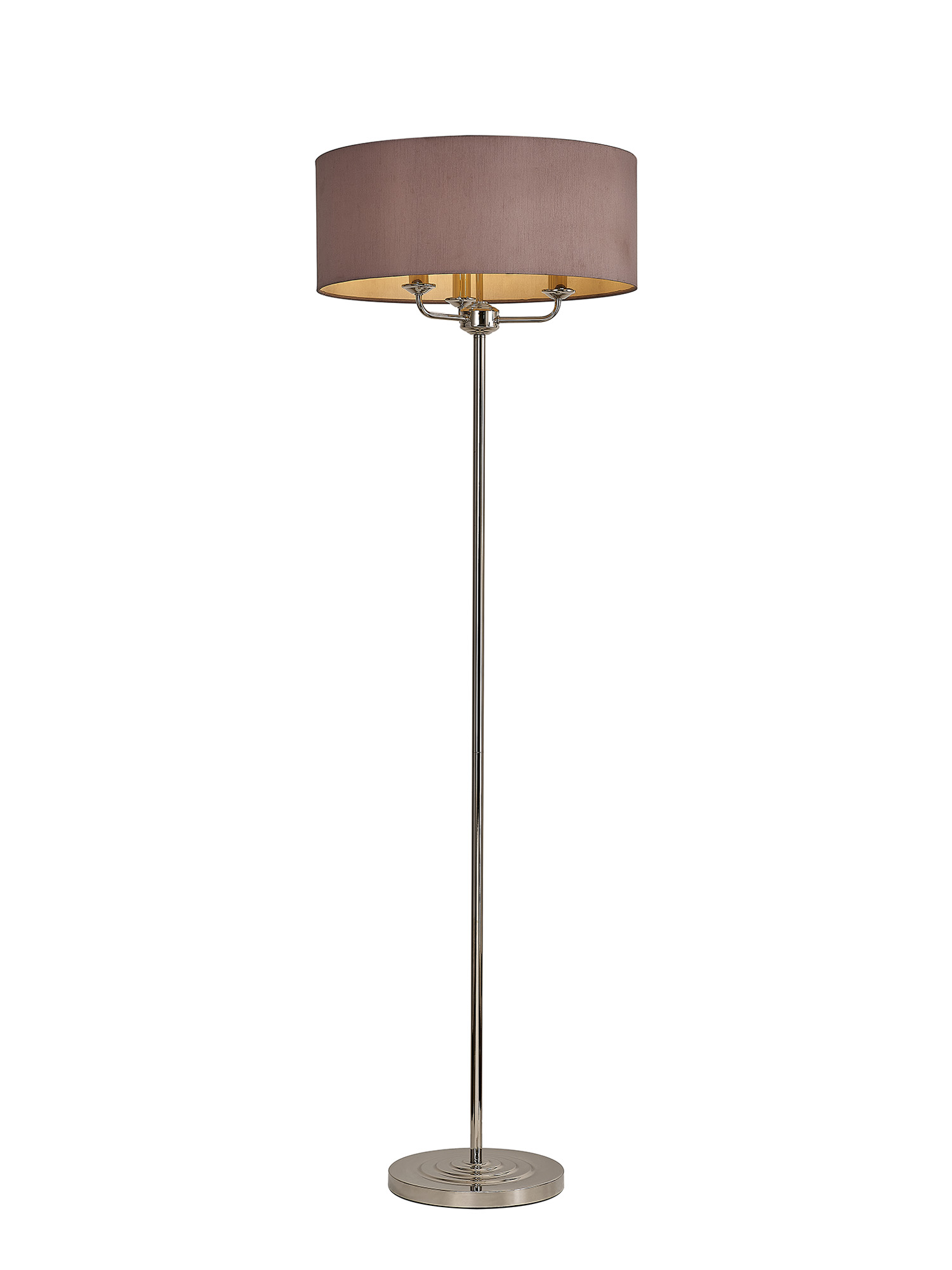DK0898  Banyan 45cm 3 Light Floor Lamp Polished Nickel, Taupe